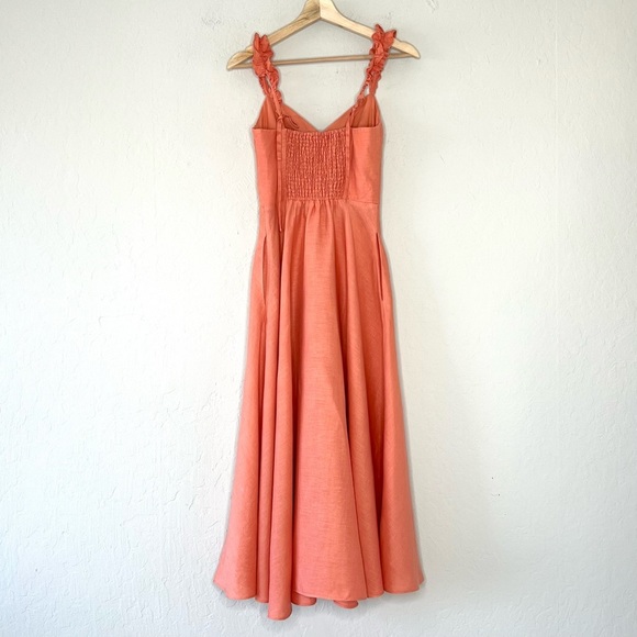 Roller Rabbit 100% Linen Ruffle Strap Midi Dress - Picture 5 of 10